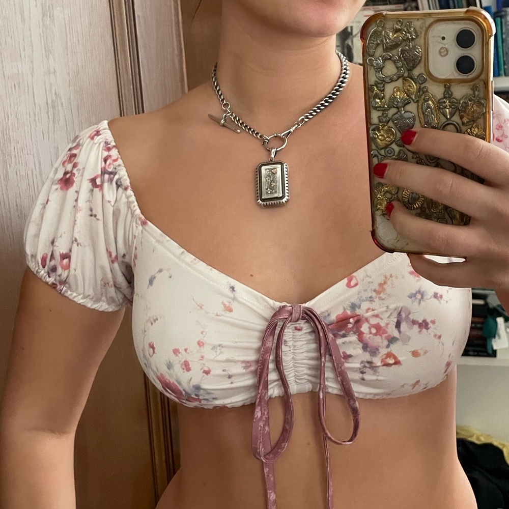Stunning floral LoveShackFancy bikini top 🌸 size S